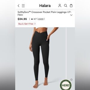 HALARA Black Cross Over Leggings With Pockets